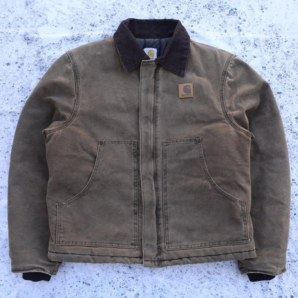 Vintage Carhartt J22 CHT Chestnut Brown Quilted Nylon-Lined Sandstone Duck Arcti